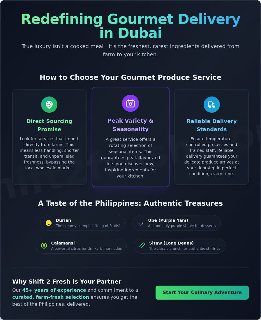 Gourmet Food Delivery Dubai: Experience Authentic Asian Produce - Infographic