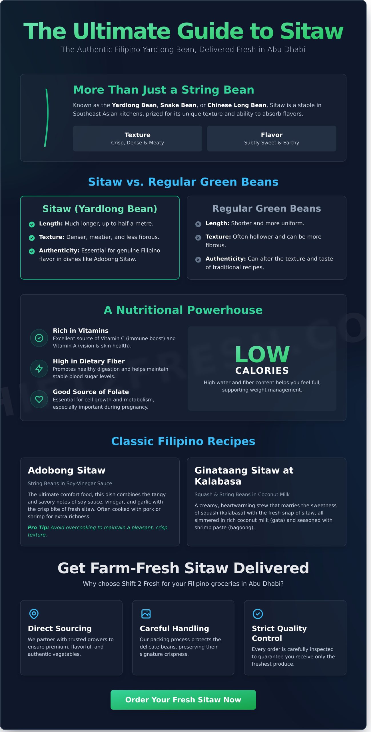 Buy Fresh Sitaw Online with Delivery in Abu Dhabi - Infographic
